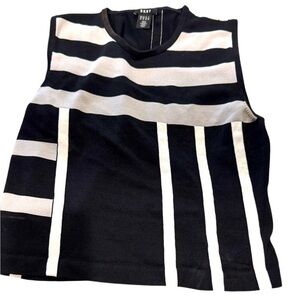 DKNY Women's Black and White Striped Muscle Tee medium tank top dressy casual